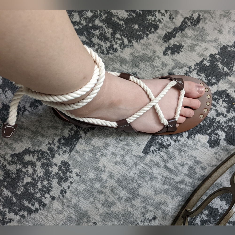 JCrew Vegan leather with rope lace up sandals